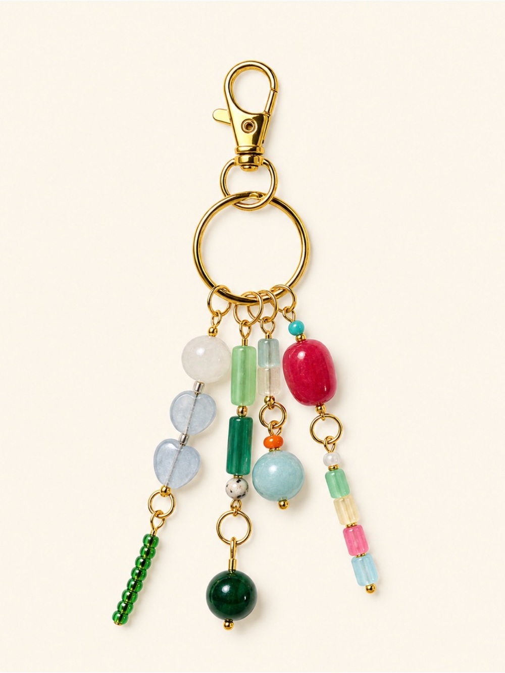 Gold Beaded Multicolor Key & Card Holder Charm